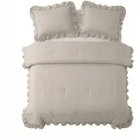 Royal Textile Lazy dekbed zonder overtrek Ruffles excl. kussensloop - Beige/Grijs - 200x200