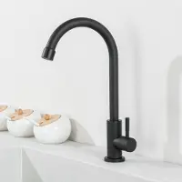 CECIPA MAX Universele Koudwaterkraan - Hoge Uitloop - Ideaal voor Wasruimte, Bijkeuken & Toilet - Zwart - RVS
