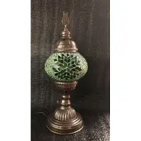 Halay Handgemaakte Turkse sfeerlamp, groen, met mozaïek, als nachtlampje. Oosterse sprookjeslamp voor op tafel