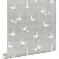 ESTAhome behang schattige ganzen blauw - 50 x 900 cm - 132187