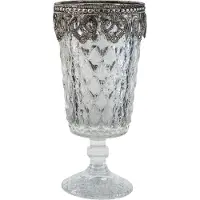Clayre & Eef Theelichthouder Ø 8x16 cm Zilverkleurig Glas