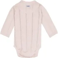 Lodger Romper met lange mouwen - Pointelle - Roze - Maat 56 - bio katoen - Overslag romper