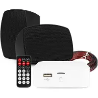 Power Dynamics set van 2 waterdichte buiten speakers met Bluetooth versterker - Zwart