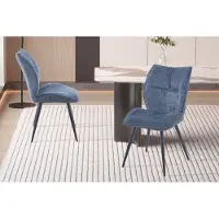 Faye Stoelen '' in stof Davis Blauw kleur - H 89cm x B 49 x D 65 cm - Set van 2