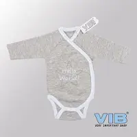 Vib - Rompertje (overslag) Luxe Katoen - Hello World (Grijs) - Babykleertjes - romper - rompertjes - rompertjes met tekst - baby cadeau - baby aankondiging - overslagromper