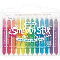 Ooly - Smooth Stix Watercolor Gel Crayons - 24 Kleuren Aquarel Gelkrijt - Inclusief Penseel - Wateroplosbaar - Met Plastic Draaidopjes - In Handig Reisetui - Geschikt Vanaf 3 Jaar