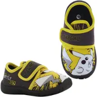 Leomil Pokémon - Pantoffels kinderen voor jongens - Pikachu Sloffen kind met klittenbandsluiting - Schoenen van 2 tot 8 jaar - Maat 24 - Grijs