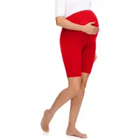 Merry Style Be Mammy MS-MS10-299-LE Dames Zwangerschapsleggings Leggings - Sport - Vrijetijdsbroek - Kort - Katoen - Sporbroek - Yogabroek - Rood - 3XL
