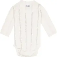 Lodger Romper met lange mouwen - Pointelle - Wit - Maat 50 - bio katoen - Overslag romper