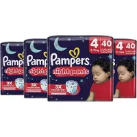 Pampers Baby-Dry Night Pants - Maat 4 - 160 (4 x 40) luierbroekjes (9-15 KG) - Maat 4 - 40 luierbroekjes - Perfect voor in de nacht