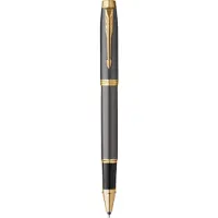 Parker IM-rollerballpen | grijze lak met gouden details | fijne roestvrijstalen punt | Zwarte inkt | geschenkverpakking