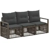 vidaXL Tuinbank Set 3 st Grijs poly rattan