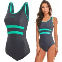 Zagano - Badpak dames - Sneldrogende - Sport zwempak - Strandpak damen - Maat 42 - grijs / groen