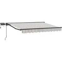 vidaXL Handmatige markiezenframe met LED-verlichting, lichtgrijs en wit, 4 x 3,5 meter
