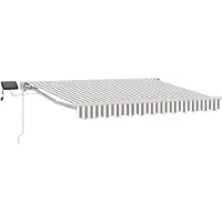 vidaXL Handmatige markeisenframe met LED-verlichting, lichtgrijs en wit, 5 x 3,5 meter