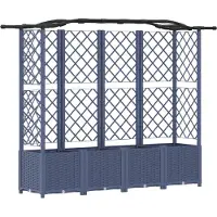 vidaXL Verhoogd Bed met Trellis en Dak Grijs 204 x 40 x 138 cm PP