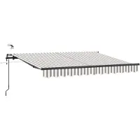 vidaXL Uitschuifbare luifel Lichtgrijs en wit 400 × 350 cm Polyester