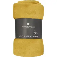 Atmosphera Fleece deken/fleeceplaid oker geel 130 x 180 cm polyester - Plaids