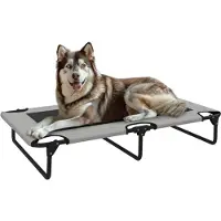 PawHut Erhöhtes Hundebett klappbar Haustierbett, Outdoor Hundeliege mit Netzdesign, Atmungsaktiv, für große Hunde Hellgrau Oxford 107 x 61 x 20 cm