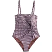 Next Shaping-badpak duifblauw / chocoladebruin / wit