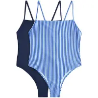 The Set Badpak navy / lichtblauw / wit