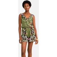 Love & roses Jumpsuit olijfgroen / oudroze / zwart / wit