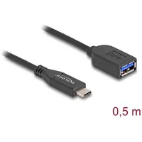 DeLOCK 60568 USB-C-kabel USB 3.2 Gen2 USB-C stekker, USB-A bus 0.50 m Zwart Rond