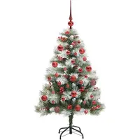 vidaXL Kunstkerstboom Groen en wit 150 cm PVC en Metaal en Plastic