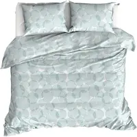 MOODIT Dekbedovertrek Odil Blanche Mint-240 x 200 / 220 cm | Lits-Jumeaux