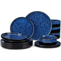 Happyment Noblesse Lucenzo Serviesset - 24 delig - 4 persoons - Sky Blue - Dinerborden - Bordenset - Diepe borden - Ontbijtborden - Servies - Keukenservies - Luxe design - Tafelstijl