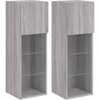 vidaXL Tv-meubels met LED-verlichting 2 st 30,5x30x90 cm grijs sonoma