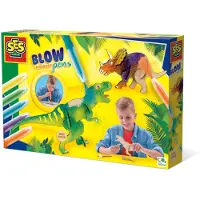 SES Creative SES - Blow airbrush pens - Dino's - 5 stuks - blaasstift - goed uitwasbaar - inclusief dino onderdelen, lijm, penseel en stickers - knutselen jongens - Dinosaurus Speelgoed
