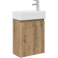vidaXL Badkamermeubel met kraan Artisanaal eiken 45,5 x 22,5 x 84 cm