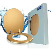 Wenko WC bril Aldeno - mat goud MDF - FSC hout - RVS scharnieren - Toiletbril - Toiletzitting - Goud mat