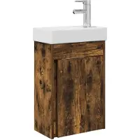 vidaXL Badkamermeubel met kraan Gerookt eiken 40,5 x 22,5 x 62 cm