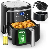 Aigostar Cube 30ibt - Xxl Digitaal Airfryer - 7l Hetelucht Friteuse - Receptenboek - Zwart