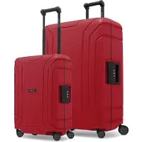 Redolz Essentials 15 Kofferset met 4 wielen, 2-delig, met driepuntssluiting rood
