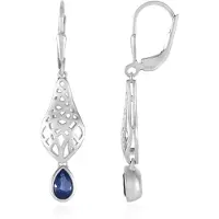 Cavill - Zilveren Oorbellen - 925 Sterling Zilver Geplatineerd - Nepal Kyaniet 0,917 ct - Peervormig Geslepen - Filigraan Design - Oorhaaksluiting
