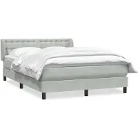 vidaXL Boxspring met matras fluweel lichtgrijs 160x210 cm