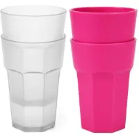 PlasticForte onbreekbare drinkglazen - 12x stuks - kunststof/plastic - mix van twee kleuren - 522 ml - 13 cm