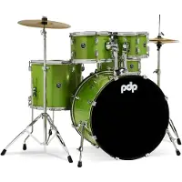 PDP Drums Center Stage Rock Electric Green Sparkle 5d. drumstel met bekkens en hardware