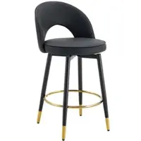 MODFU - Barhockers - Draaibare Zitting - Open Rugleuning - Modern - Voor Bar En Keuken - Metaal - Zwart