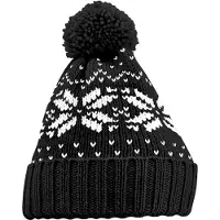 Beechfield Volwassen uniseks Snowstar Fair Isle muts (Zwart/Wit)