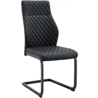 MODFU - Eetkamerstoelen Set Van 2 - Hoge Rugleuning - Ruitpatroon - Modern - Metaal En Kunstleer - Zwart