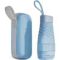 Snq Paraplu - Miniparaplu - Opvouwbare reisparaplu - Zakparaplu - Zonneparaplu - 6-voudig opvouwbaar - Ultralicht en draagbaar - Geschikt voor zowel zon als regen - Blauw