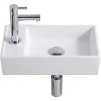 Adema Fuente Fonteinset - 41x22x10cm - keramiek - kraangat links - fontreinkraan chroom - afvoerplug - verlaagd sifon - glans wit