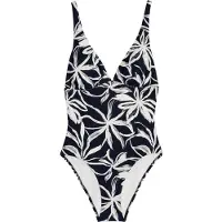 Marc o'polo Badpak ' Abstract Floral ' zwart / wit