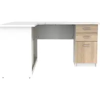 Vente-unique Hoekbureau NORWY - 2 deuren & 2 lades - Wit en eik