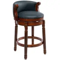 MODFU - Barkruk - Draaibaar Met Rugleuning - Modern - Voor Keuken Of Bar - Hout En Leer - Blauw