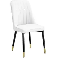 MODFU - Eetkamerstoelen Set Van 2 - Ergonomische Rugleuning - Metalen Poten - Modern - Wit En Zwart